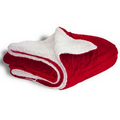 Micro Mink Sherpa Blanket 50"X60" (Embroidered)--Red ***FREE RUSH***